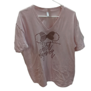 (21)   AMERICAN APPAREL PINK TSHIRT WITH GOLD LETTERING " BEST DAY EVER "